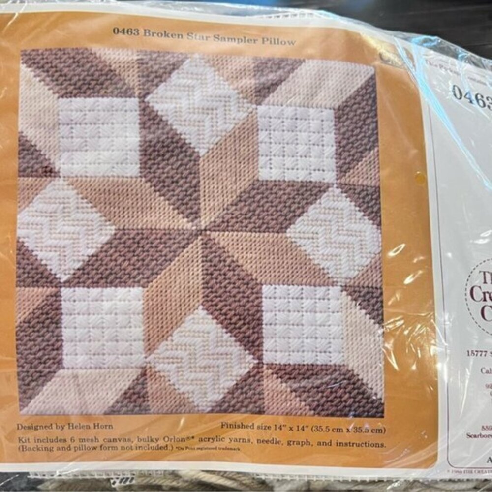 NEW Vintage 1983 The Creative Circle Kit #0463 Broken Star Sampler Pillow Yarn